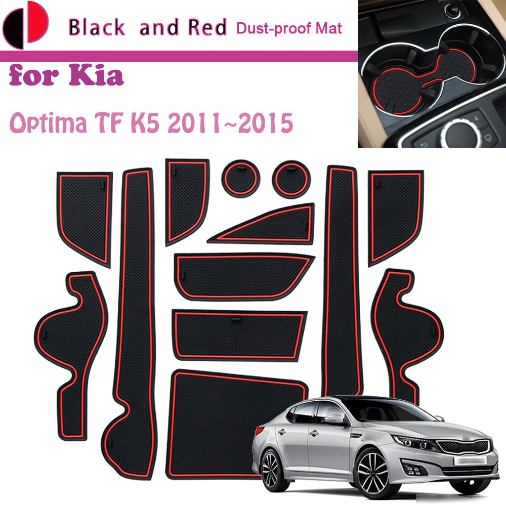

Резиновый дверной коврик с желобом для Kia Optima TF K5 2011 ~ 2015 2012 2013 2014, подушка, слот для хранения ворот, подставка, пыленепроницаемый автомобильный Стик, коврик