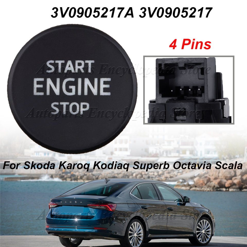 

Для Skoda Karoq Kodiaq Superb Octavia Scala автомобильный двигатель, кнопка запуска и остановки зажигания 3 В 0905217 А 3В 0905217