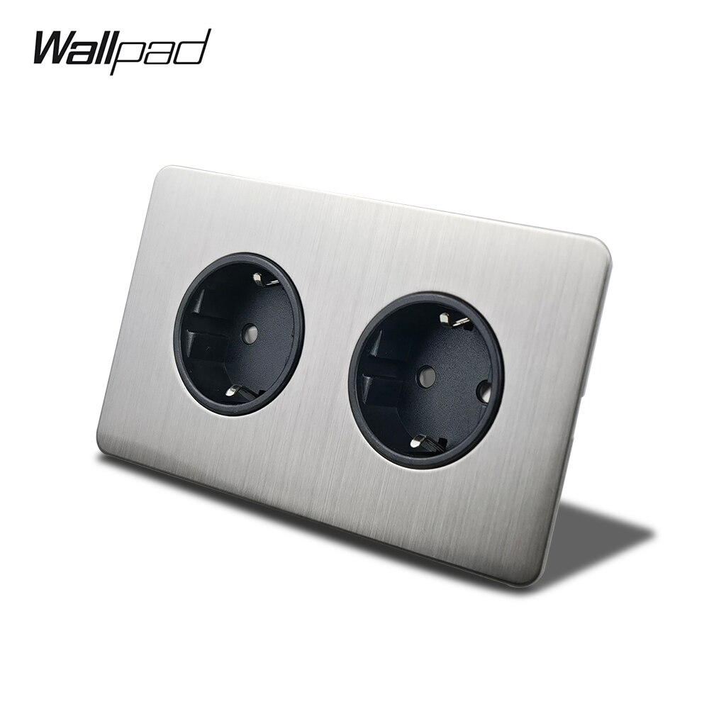 

Двойная розетка Wallpad H6 серебристого цвета