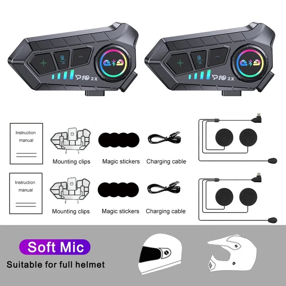 

KEBIDUMEI 1/2x мотоциклетная гарнитура для внутренней связи, шлем, интеркоммуникатор, Moto 300 м для 2 гонщиков, водонепроницаемый переговорный телефон для совместного использования музыки