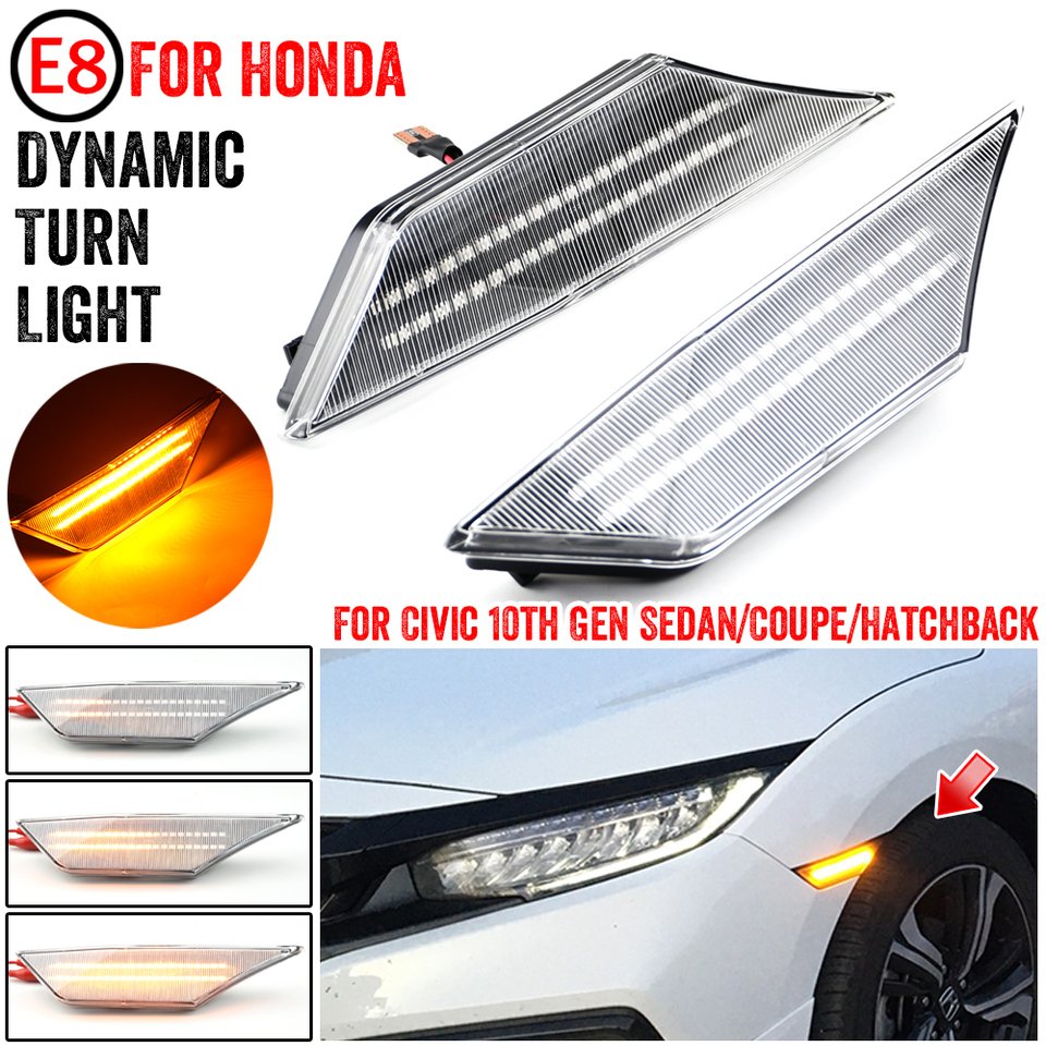 

Динамические дымчатые светодиодные боковые габаритные фонари для Honda Civic 10-го поколения 2016 2017 2018 2019 2020 2021, указатели поворота Canbus