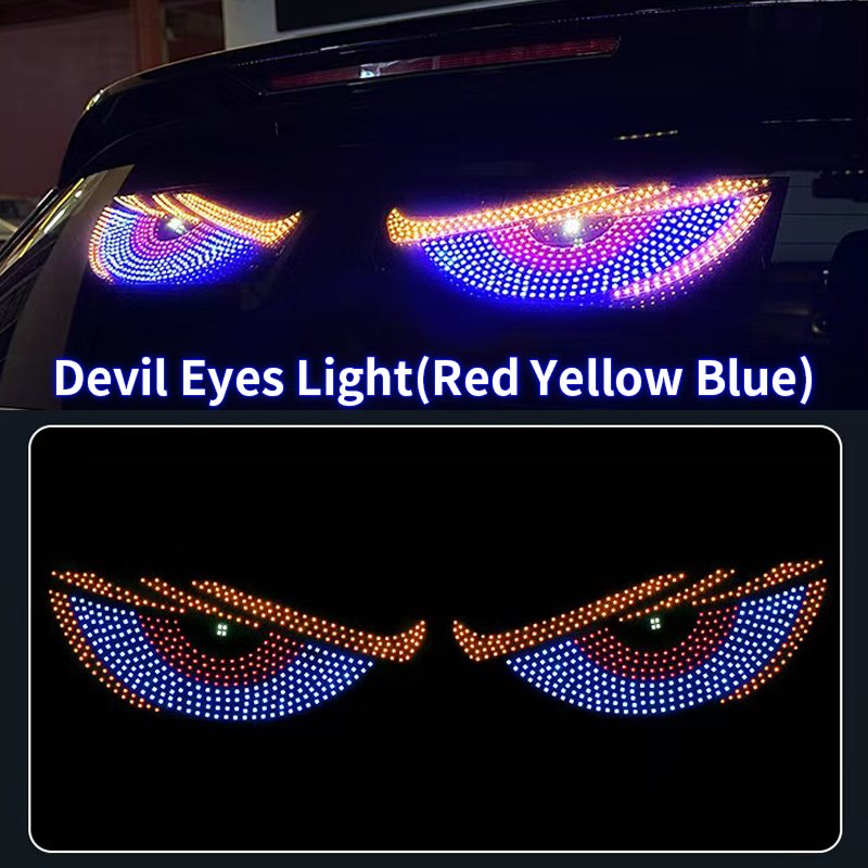 

2 шт. 24 В 12 В USB светодиодный динамический светильник Devil Eye с большими глазами дьявола для автомобилей Программируемый оконный экран Светодиодный дисплей Многорежимный для грузовика