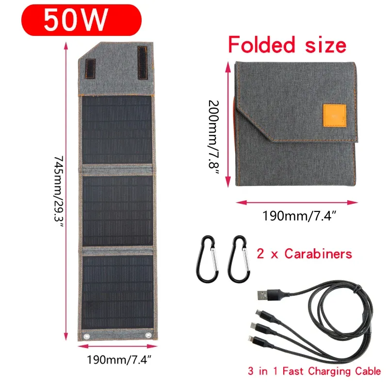 

Складная сумка с солнечной панелью, USB-выход, 15 Вт, 50 Вт, 5 В, зарядное устройство для солнечной батареи, водонепроницаемые часы для смартфона, внешний аккумулятор для путешествий, пешего туризма