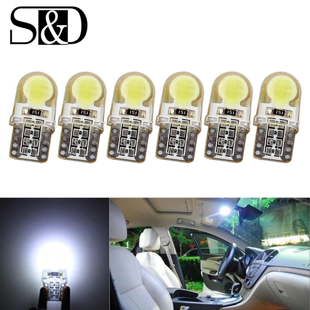 

Автомобильные светодиодные лампы T10 LED W5W, 6 шт., белые светодиодсветодиодный лампы 194 168, СВЕТОДИОДНАЯ Лампа 501 COB с силиконовым корпусом, автомобисветодиодный светодиодные лампы, супер яркая Женская лампа 12 В D030