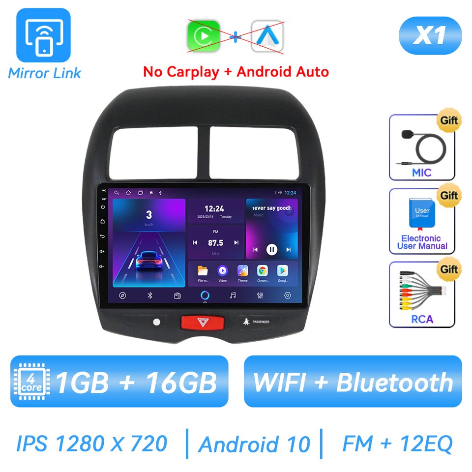 

Автомагнитола для Mitsubishi ASX 1 2010 2011 2012 2013 2014 2015 2016, Android, мультимедийный видеоплеер, навигация GPS, Carplay, QLED, сенсорный экран, автостерео