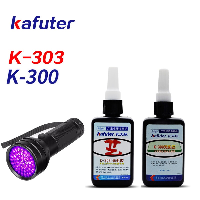 

Сильный 50 мл Kafuter УФ-клей для отверждения K-303 300 302 51 светодиодный УФ-фонарик УФ-отверждаемый клей для хрустального стекла и металла