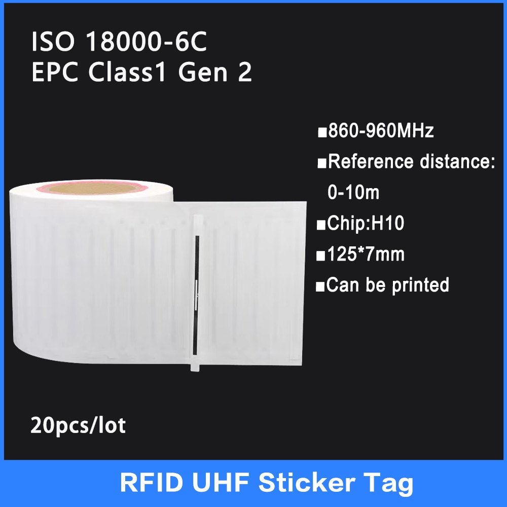 

20 шт., этикетка UHF RFID с влажной инкрустацией, 860-6C, 960-915 МГц