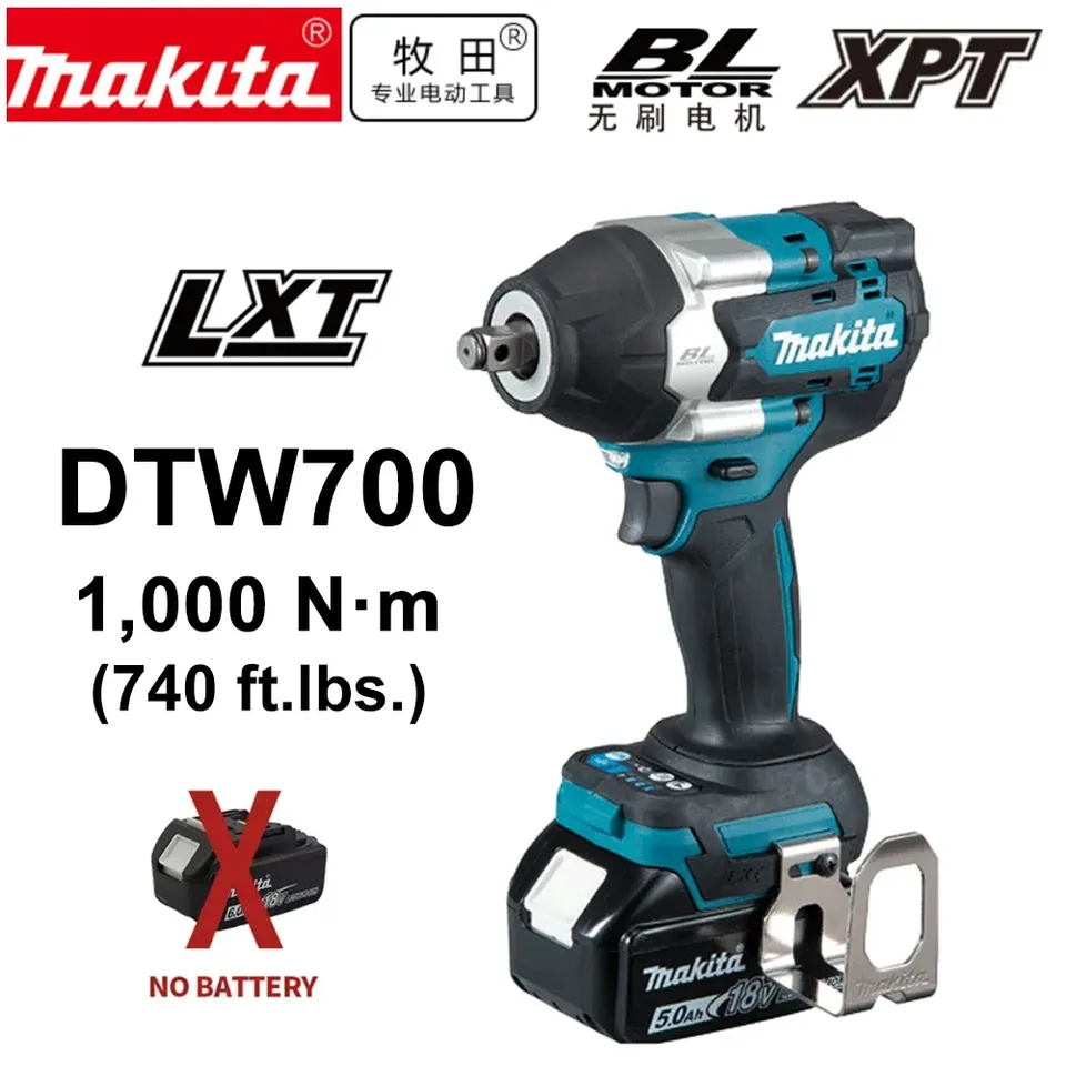 

Оригинальный беспроводной ударный гайковерт Makita DTW700, 1000 Нм, бесщеточный электрический ключ, отвертка с большим крутящим моментом, электроинструменты для авторемонта
