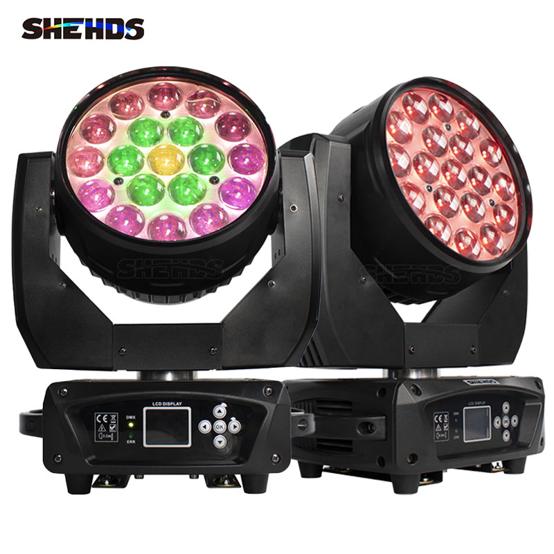 

SHEHDS 2 шт. светодиодный луч + мытье 19x15 Вт RGBW зум-освещение с кейсом для DJ, дискотек, вечеринки, бара, свадебного концерта, новое сценическое освещение