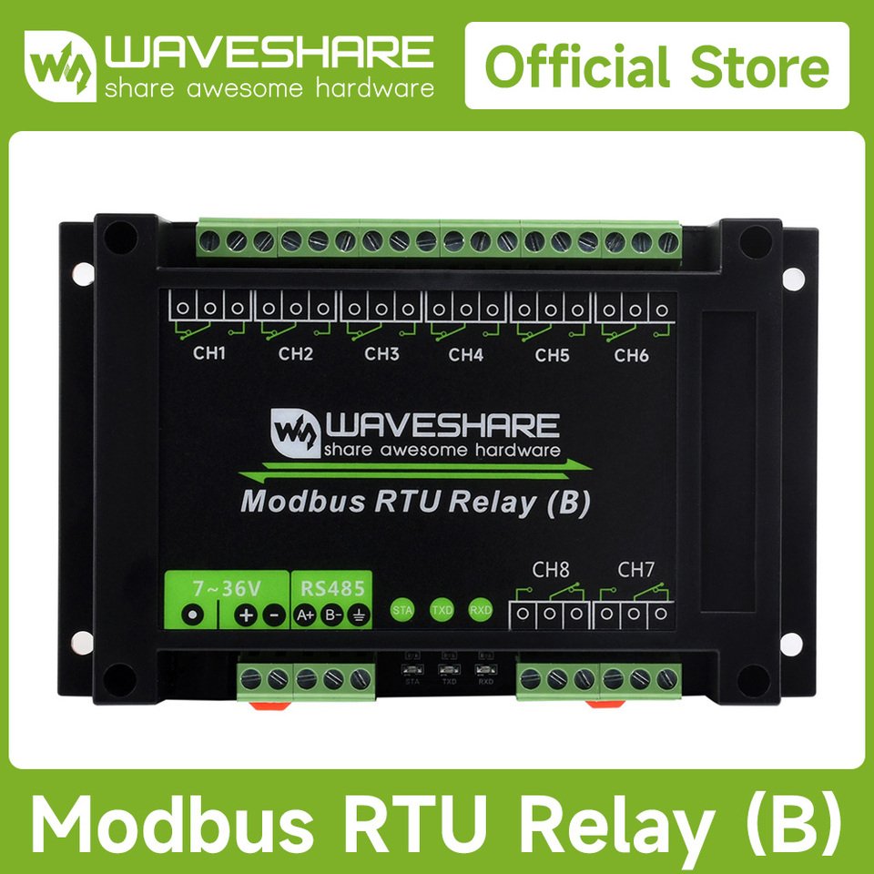 

Waveshare 8-канальный релейный модуль Modbus RTU RS485