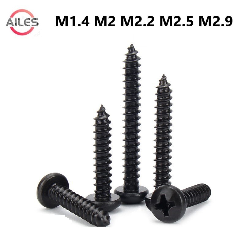 

M1.4 M2 M2.2 M2.5 M2.9 Черный Нержавеющая сталь 304 Philips Крестообразные саморезы с круглой цилиндрической головкой Деревянные болты