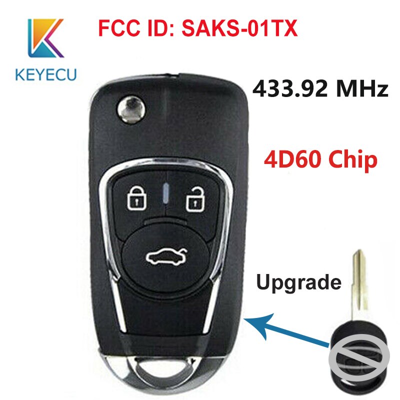

Обновленный раскладной дистанционный ключ KEYECU 3B 433,92 МГц 4D60 для Chevrolet Optra Lacetti Daewoo Nubira для Holden/Ravon FCC: SAKS-01TX