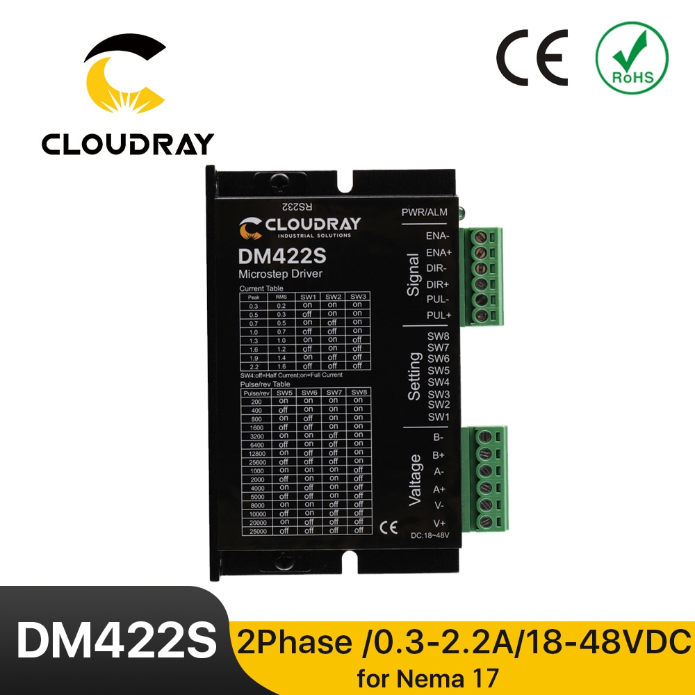 

Драйвер для двухфазного шагового двигателя DM422S, напряжение питания 18-48 В постоянного тока, выход 0,3-а, для 42 шагового двигателя Nema17