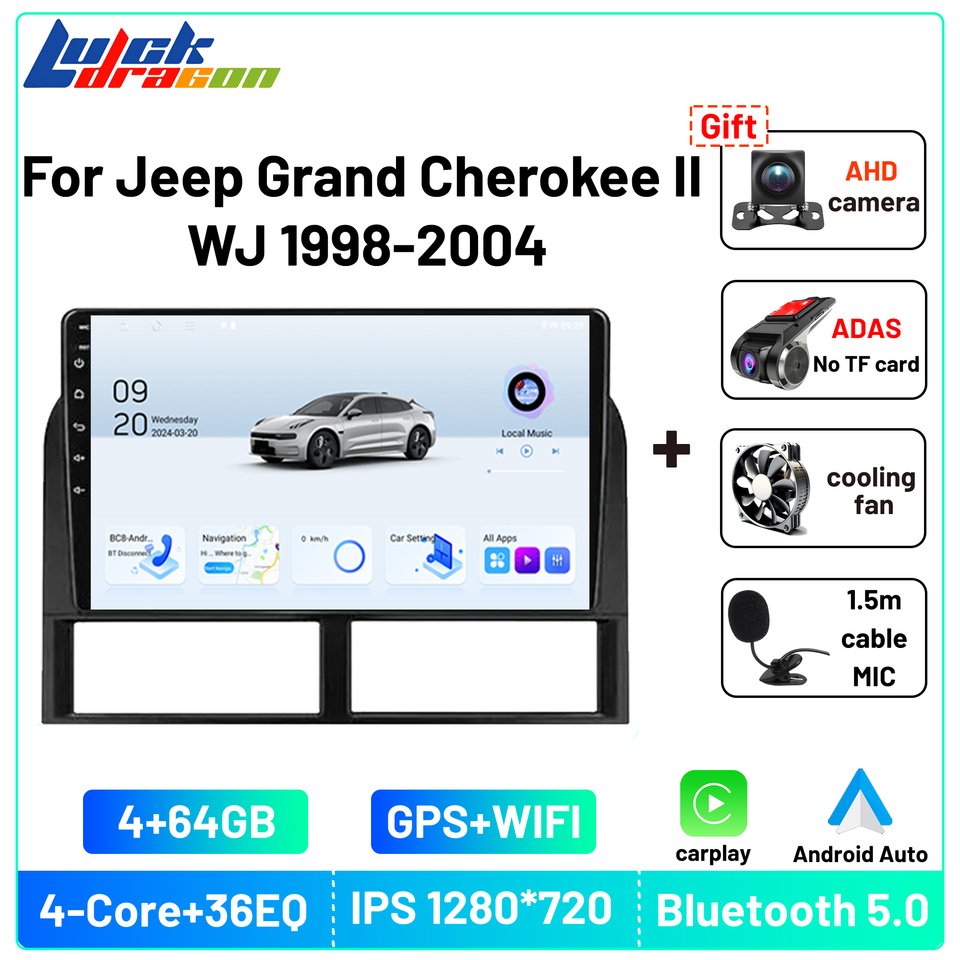 

Автомагнитола 2DIN Android для Jeep Grand Cherokee II WJ 1998-2004, мультимедийный автомобильный плеер с Bluetooth, Wi-Fi, сабвуфером, 4G, GPS