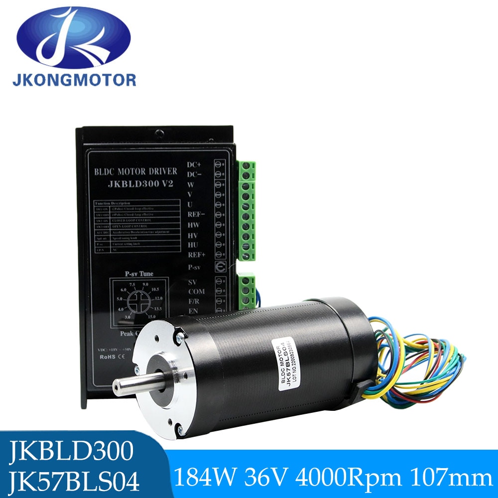 

Двигатель Jkongmotor JK57BLS04 36В 0,44 Нм 4000 об/мин 3 фазы