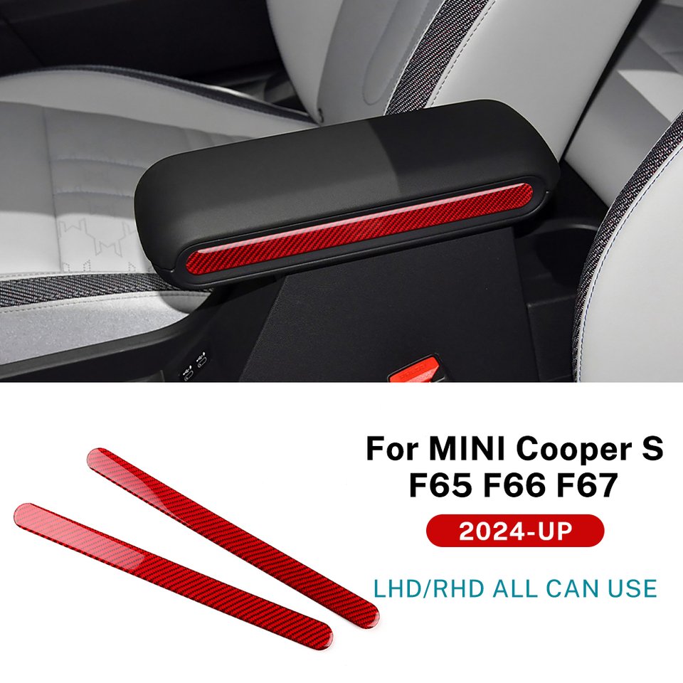 

Для Mini Cooper S F65 F66 F67 2024 2025 автомобильный подлокотник, боковая полоса, наклейка, внутренняя отделка, аксессуары, мягкое настоящее углеродное волокно