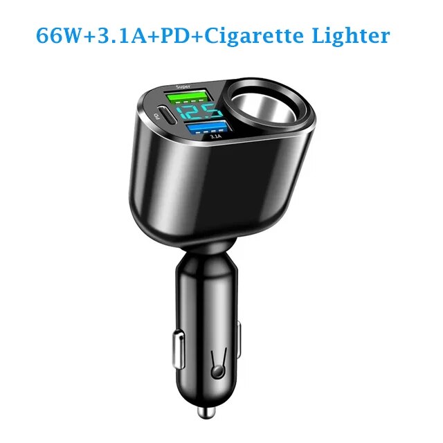 

Автомобильный адаптер прикуривателя 66 Вт QC3.0 PD USB быстрое зарядное устройство для телефона 12 В-24 В автомобильное зарядное устройство для iPhone Xiaomi Huawei