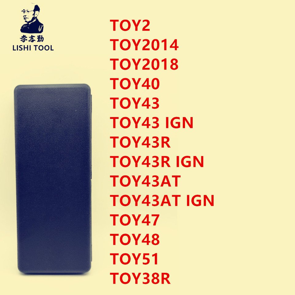 

Инструменты Lishi, включая TOY2 TOY2014 TOY2018 TOY40 TOY43 IGN TOY43R IGN TOY43AT IGN TOY47 TOY48 TOY51 TOY38R используются для Toyota.