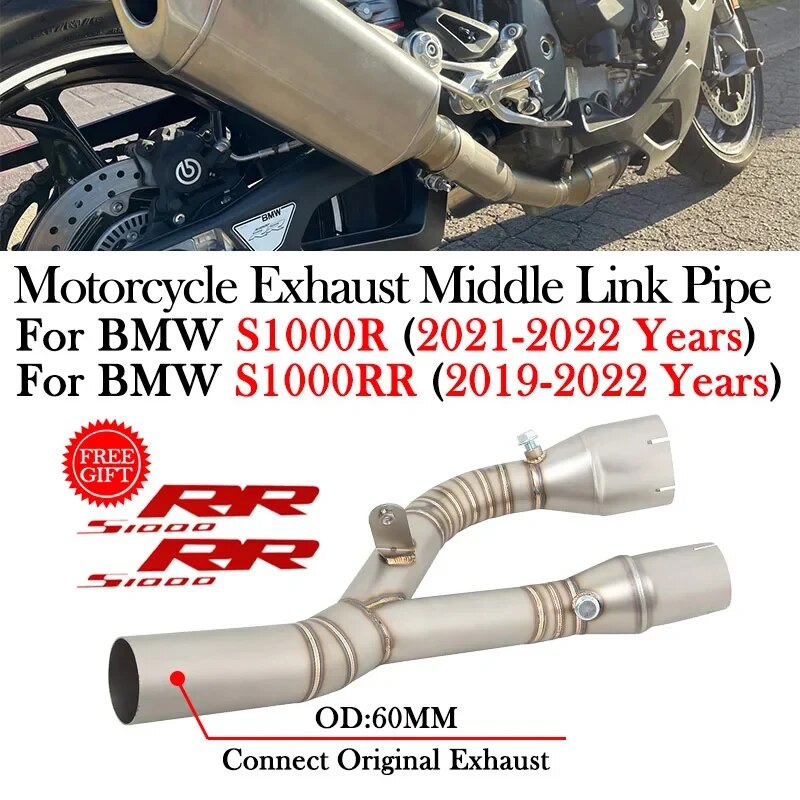 

Для BMW S1000RR S1000R S1000 R RR 2019 2020 2021 2022, модификация выхлопных газов мотоцикла, среднее соединение трубы, оригинальный глушитель