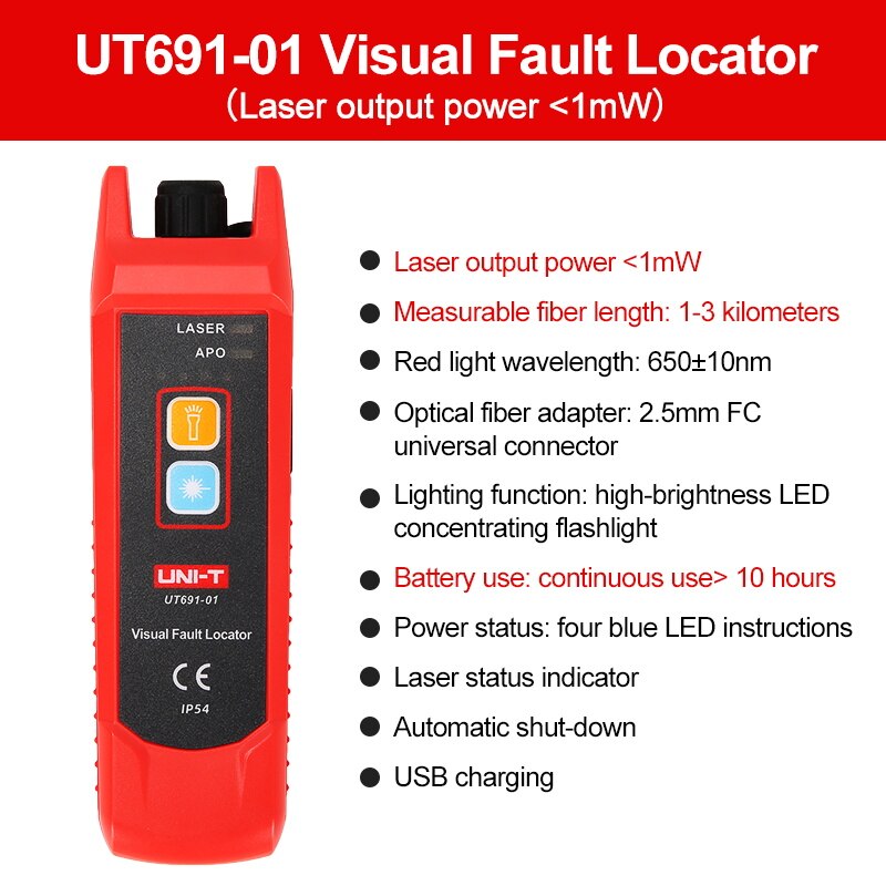 

UNI-T UT691 Визуальный дефектоскоп для оптоволокна