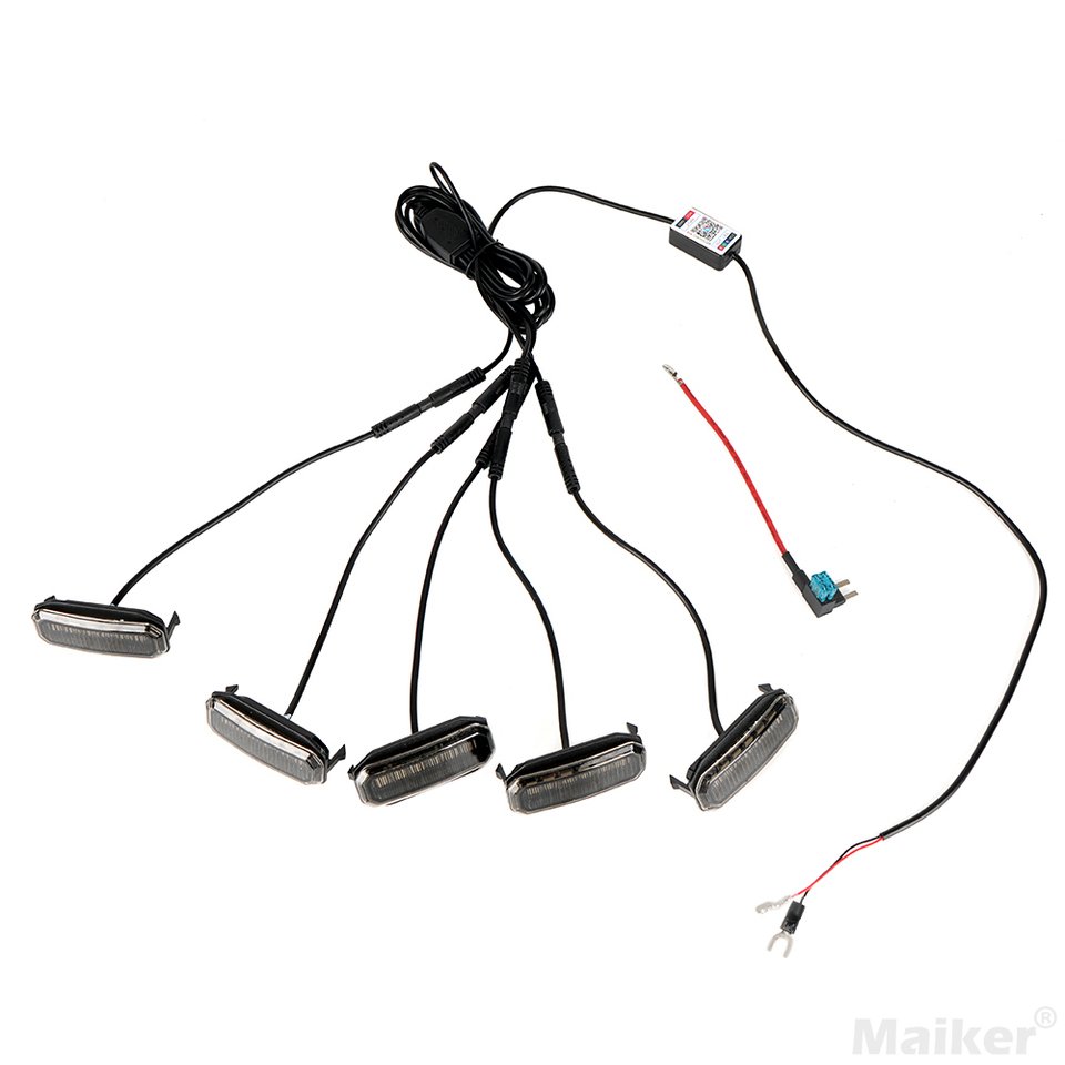 

MAIKER RGB светодиодные передние фонари на решетке для Jeep Wrangler JL JLU JT 2024-2025 гг., оригинальная заводская решетка, 5 шт. RGB внешняя лампа на гриле