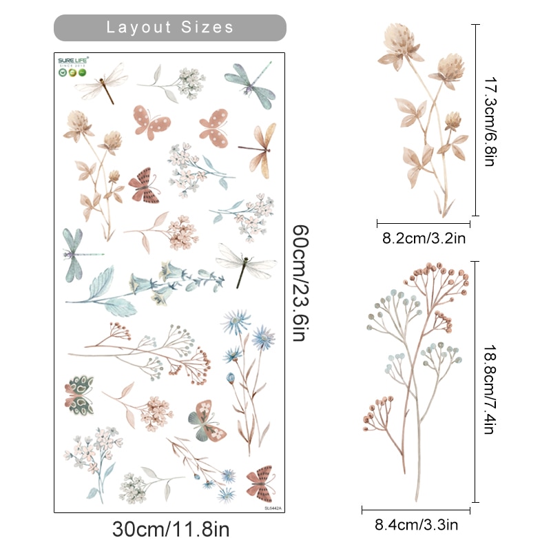 

Детские наклейки на стены Boho Floral Dragonfly