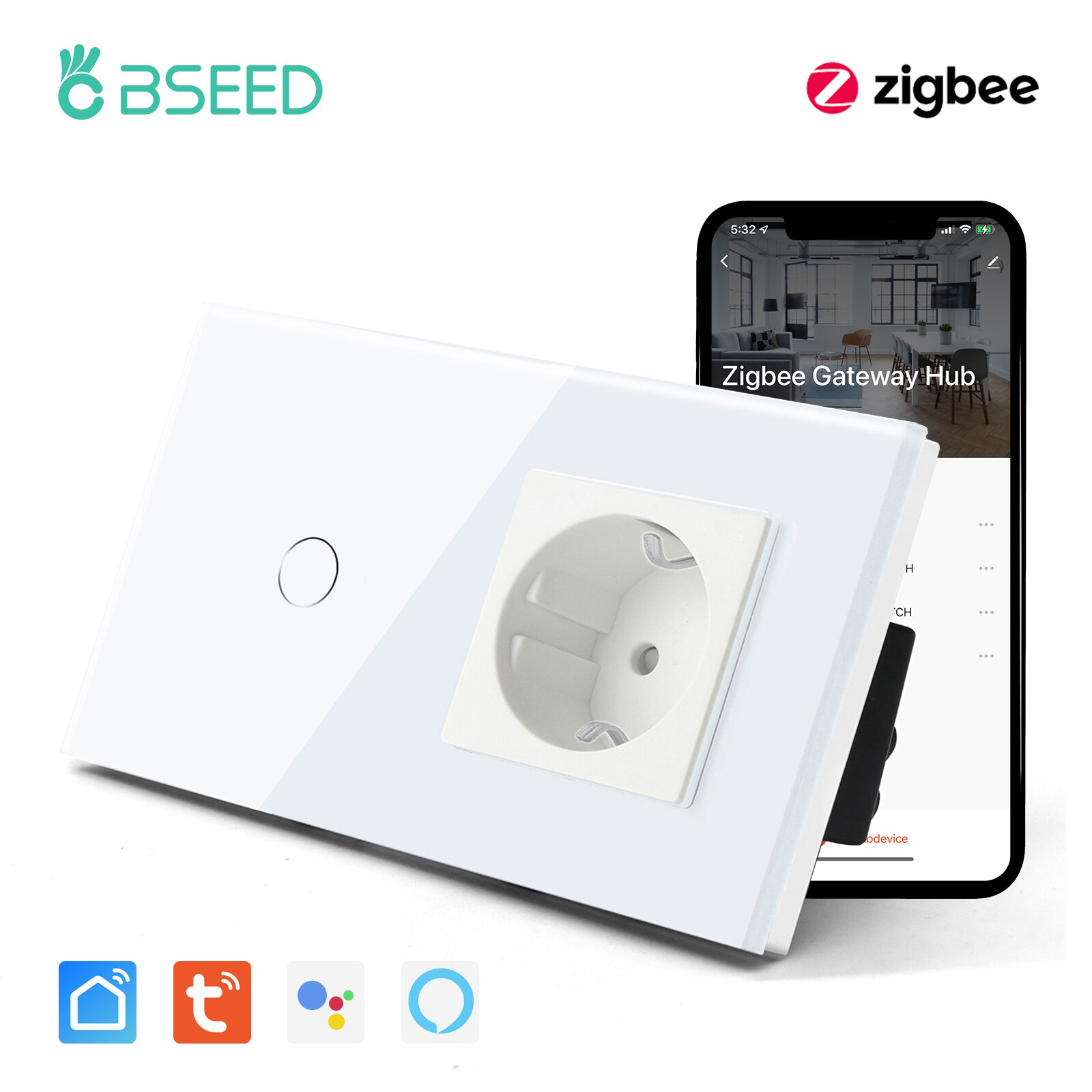 

Беспроводной сенсорный выключатель BSEED Zigbee 1/2/3 клавиш