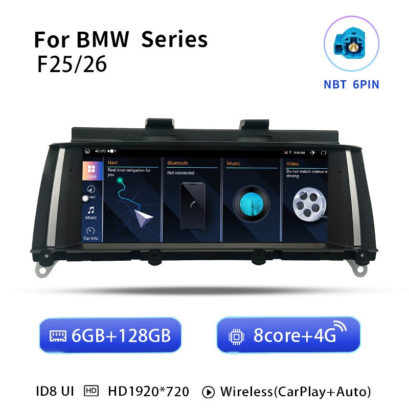 

Беспроводной автомобильный радиоприемник Carplay Android 14, экран для BMW X3 F25 для BMW X4 F26, мультимедийное аудио стерео головное устройство, GPS-навигация, 4G