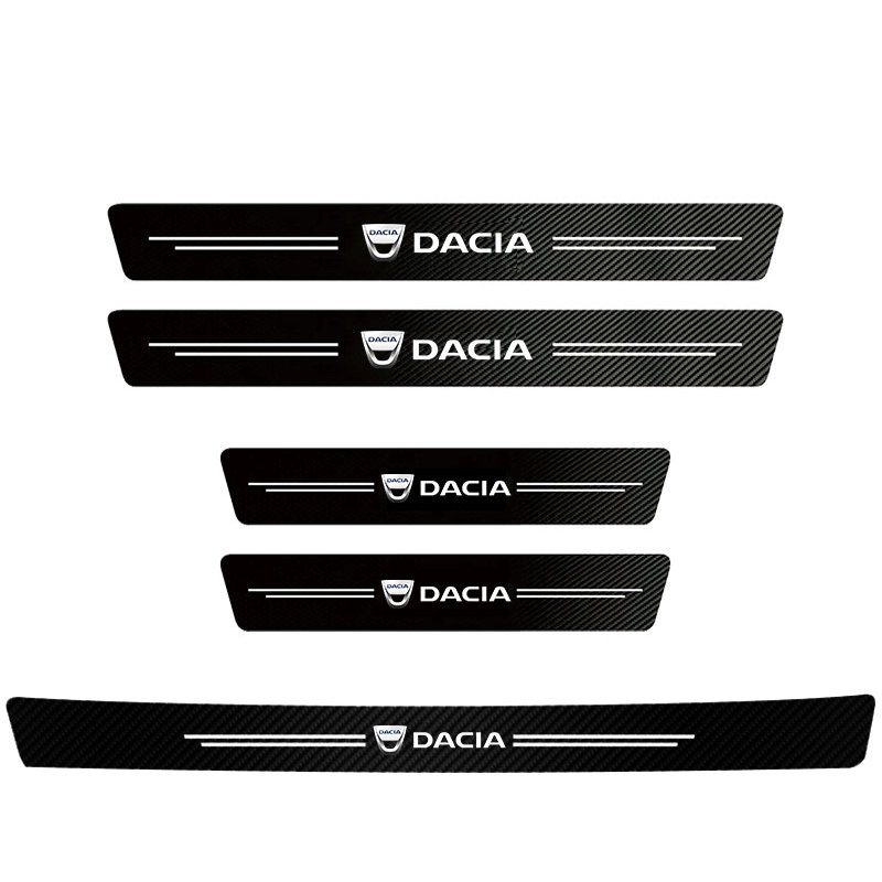 

Наклейки на порог автомобиля для Dacia Duster Logan, логотип из углеродного волокна, защита от царапин, грязные наклейки, защитная пленка, декоративная полоса