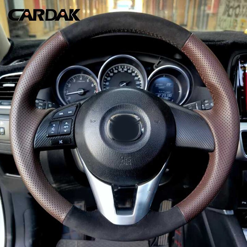 

Индивидуальная противоскользящая замшевая оплетка для Mazda 3 Axela Mazda 6 Atenza Mazda 2 Чехол рулевого колеса автомобиля CX3 CX-3 CX5