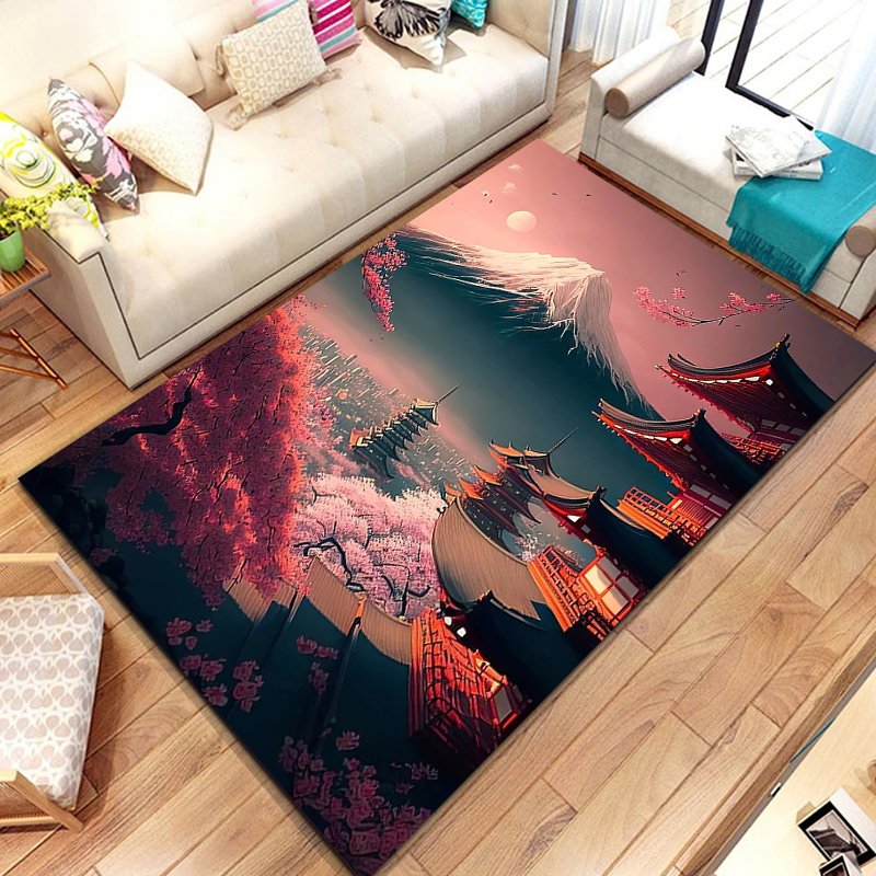 

Японский вишневый цвет Mount Fuji 3D большой детский ковер для дома, гостиной, детские коврики, спальня, диван, коврик, напольный коврик, подарок