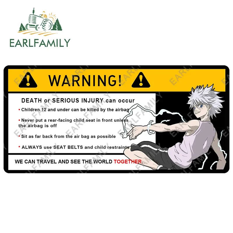 

EARLFAMILY 15 см x 8,2 см Мультяшные аниме автомобильные наклейки для Killua Zoldyck предупреждающие наклейки виниловые JDM оконные наклейки автомобильные аксессуары