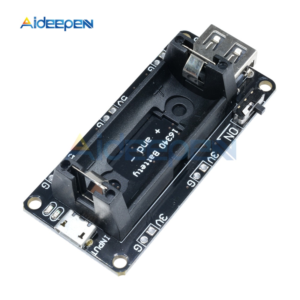 

16340 перезаряжаемая литиевая батарея зарядное устройство Щит Плата ESP8266 ESP32 модуль внешнего аккумулятора двойной выход 3,3 В 5 В для Arduino