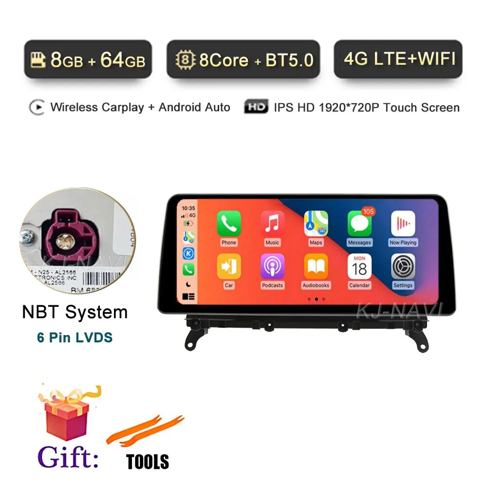 

12,3-дюймовый Android 14 для BMW X3 F25/X4 F26 CIC NBT Система 1920*720P Автомобильный мультимедийный плеер Навигация Carplay + Auto BT GPS