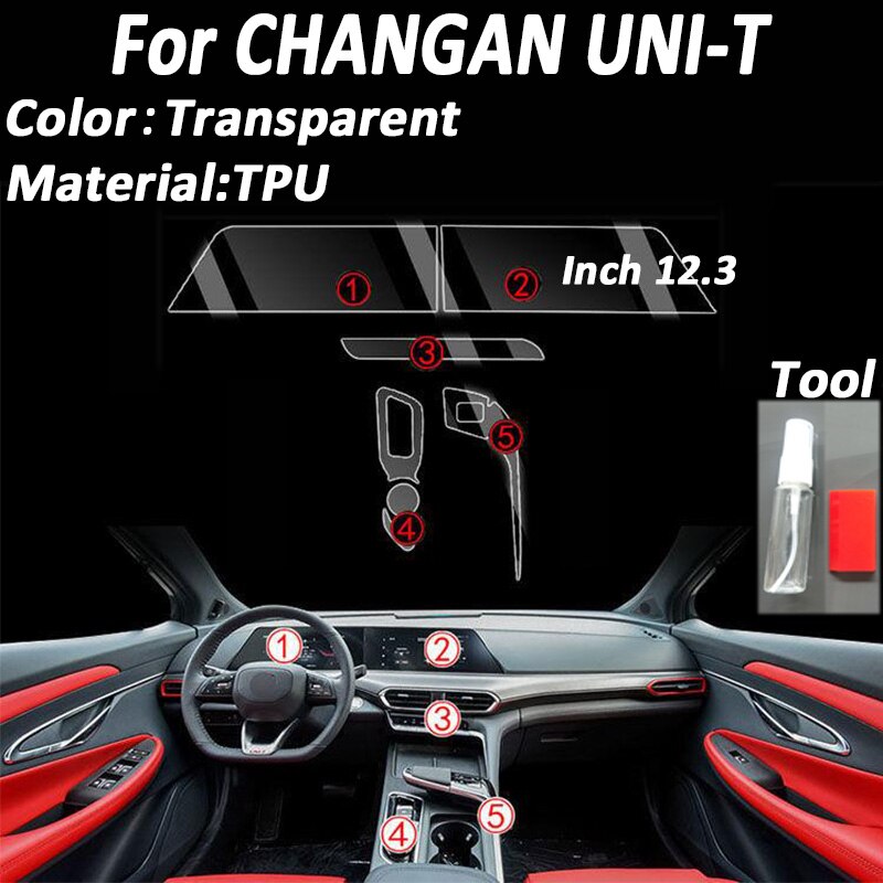 

Прозрачная пленка из ТПУ для Changan UNIT UNI T, защитные наклейки для экрана салона автомобиля, центральная консоль, шестерня, двери, окна, столбик
