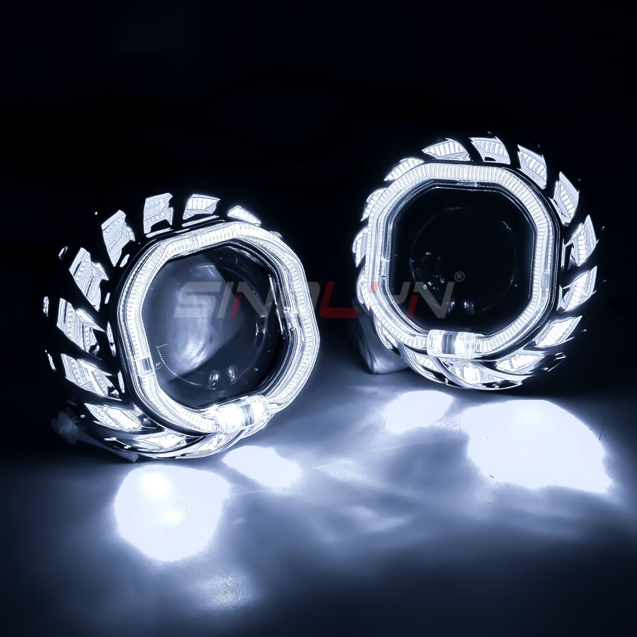 

Sinolyn квадратные Биксеноновые линзы с ангельскими глазками для фар H7 H4, головка детской, 2,5 дюйма, двойная фотолампа, аксессуары для автомобиля «сделай сам»