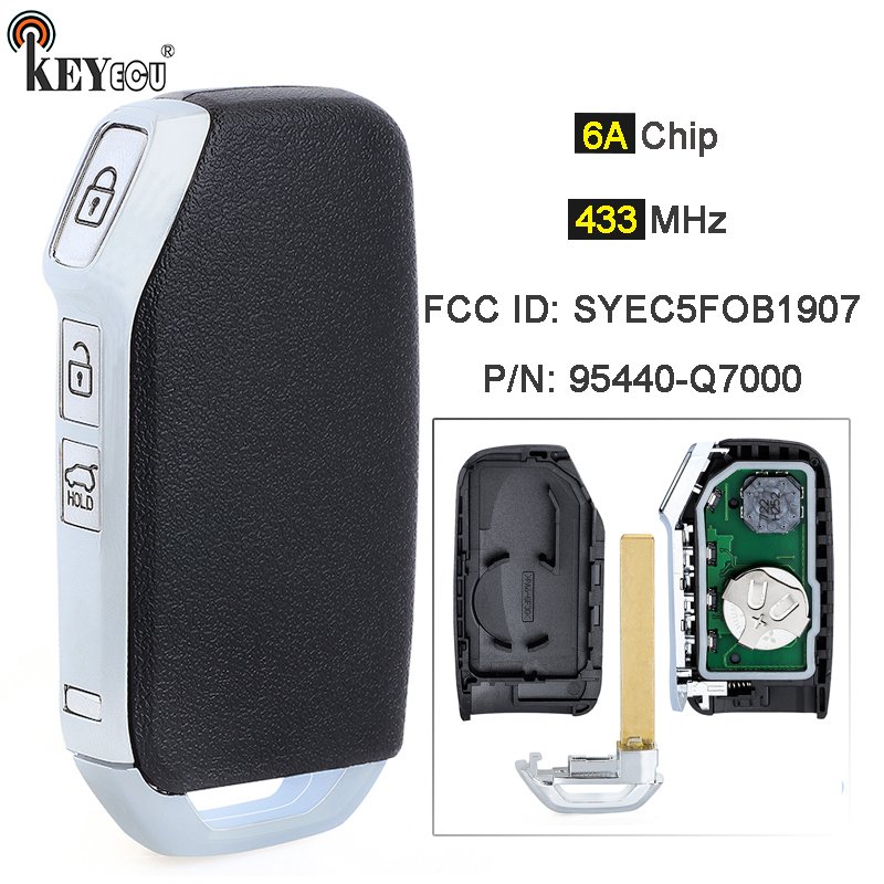 

Чип KEYECU 433 МГц, 6 А, артикул: 95440-Q7000 FCC ID: SYEC5FOB1907, умный дистанционный автомобильный брелок без ключа для Kia Seltos 2024-2025
