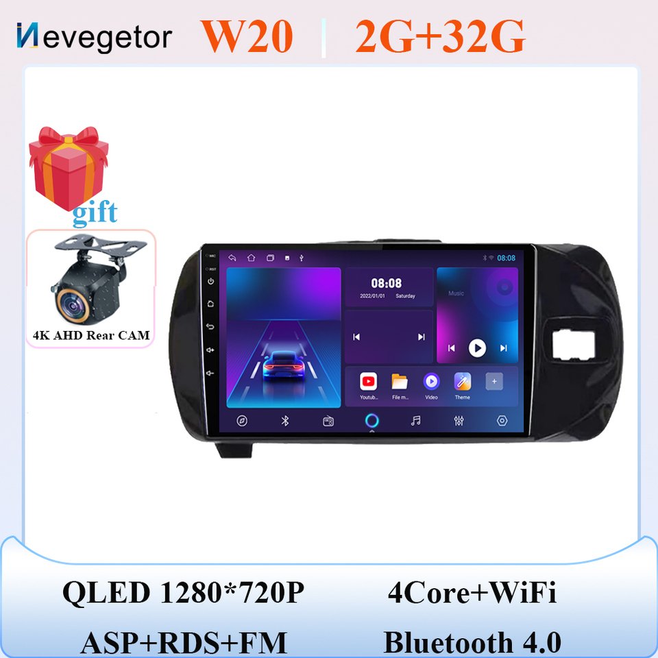 

Беспроводная Автомагнитола Carplay для Toyota Vitz 3 XP 130 2014 - 2019 Android 13, мультимедийный видеоплеер, GPS-навигация, 2din DVD