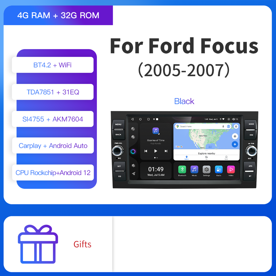 

Мультимедийная магнитола Kapud для Ford Focus 2, стерео-система на Android 12, с 8 "экраном, GPS, Wi-Fi, для Ford Focus 2, Kuga Fiesta, Mondeo 4, C-Max, Carplay, Navi, BT