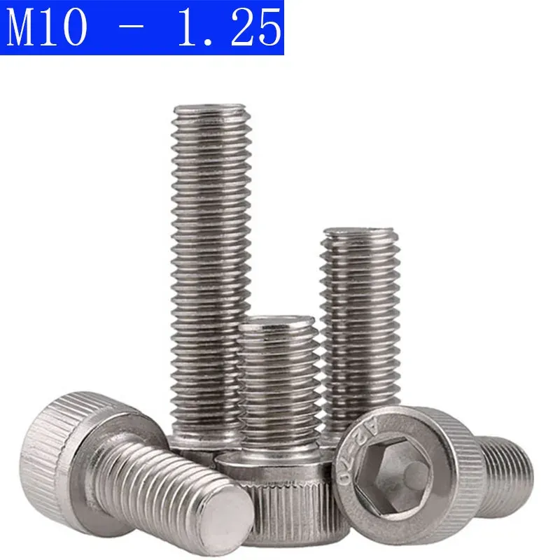 

M10 - 1,25 (10 мм) с тонкой резьбой из нержавеющей стали 304, винты с головкой под торцевой головкой, метрические DIN 912