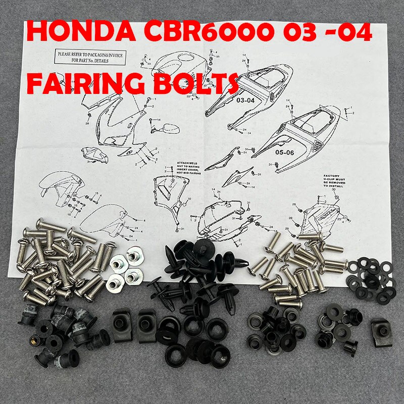 

Набор болтов для обтекателя мотоцикла Honda CBR600RR 2003 2004 CBR 600RR 03 04 F5