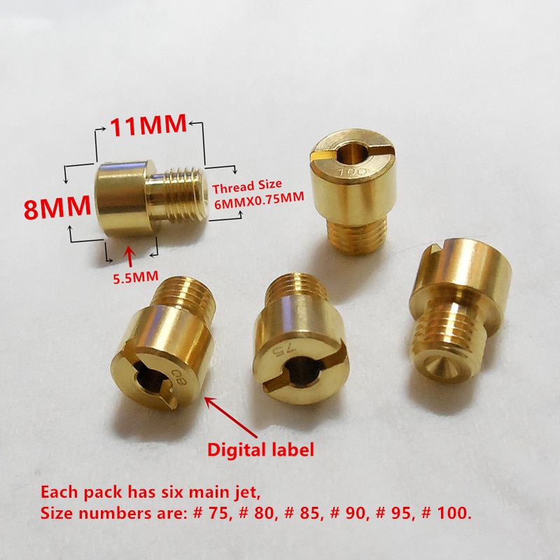

Карбюратор VM16 JOG 50/72cc, КАРБЮРАТОР VM 11/22, основная струя для скутера 1PE40QMB 1E40QMB 2T, (цифровой дисплей), 6 шт./упак.