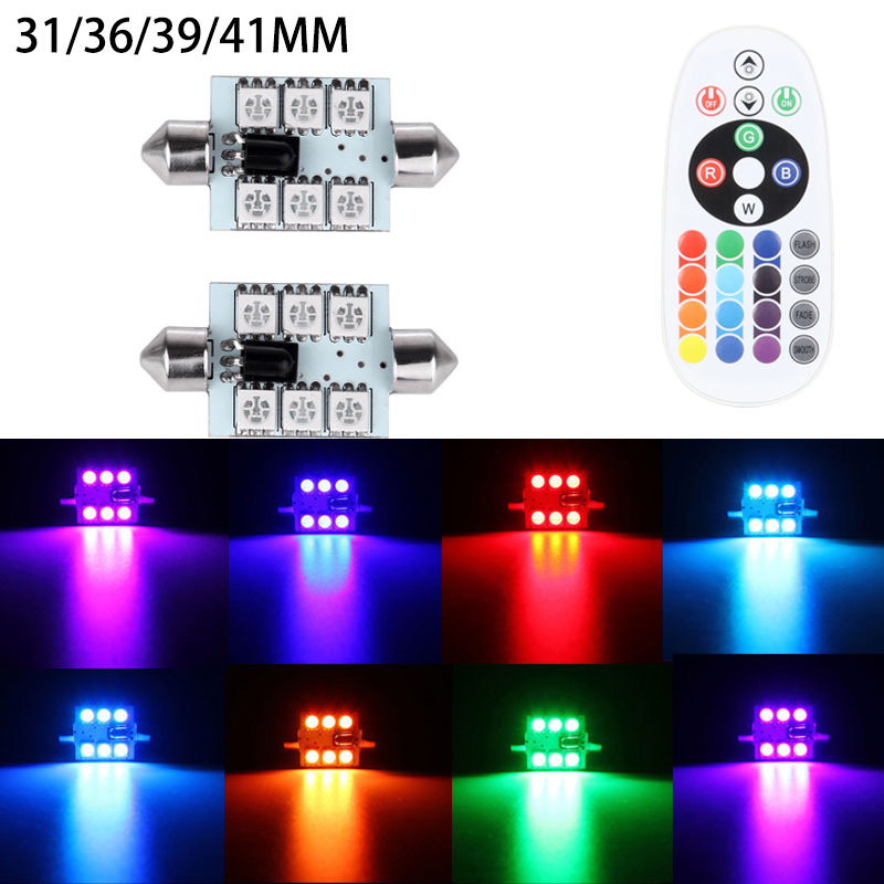 

C5W C10W светодиодный Festoon 31 мм 36 мм 39 мм 41 мм RGB дистанционное управление автомобилем Inteiror грузовик фургон купольная лампа для чтения двери сигнальная лампа 12 В
