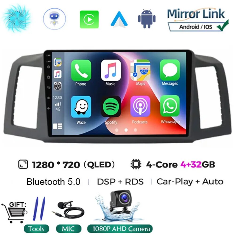 

Мультимедийная магнитола на Android 13 для JEEP Grand Cherokee WK 2004 -2007, автомобильное радио, стерео, Carplay, Автомобильная GPS-навигация, головное радио NO 2 Din