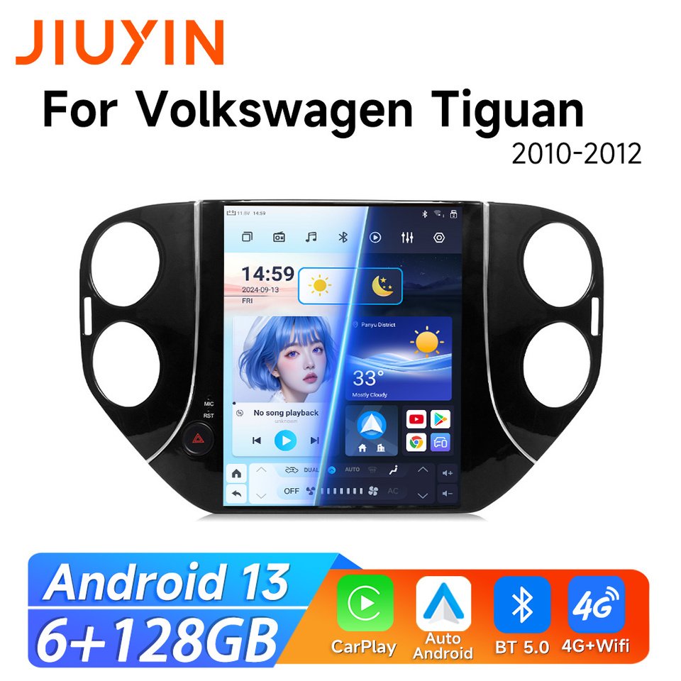 

JIUYIN Android стерео для VW Volkswagen Tiguan 2010-2011/2012 Автомагнитола мультимедийный плеер GPS 2din Carplay Авто DVD 4G WIFI