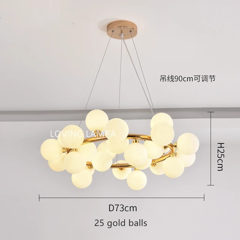 

Скандинавская люстра LOVING LAMPA, стеклянный шар, золотой, черный