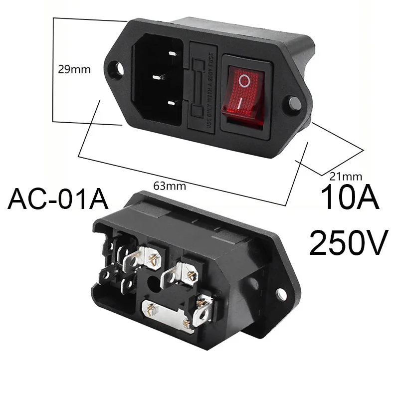 

Настенная розетка IEC320 C14 латунная 220В 10А