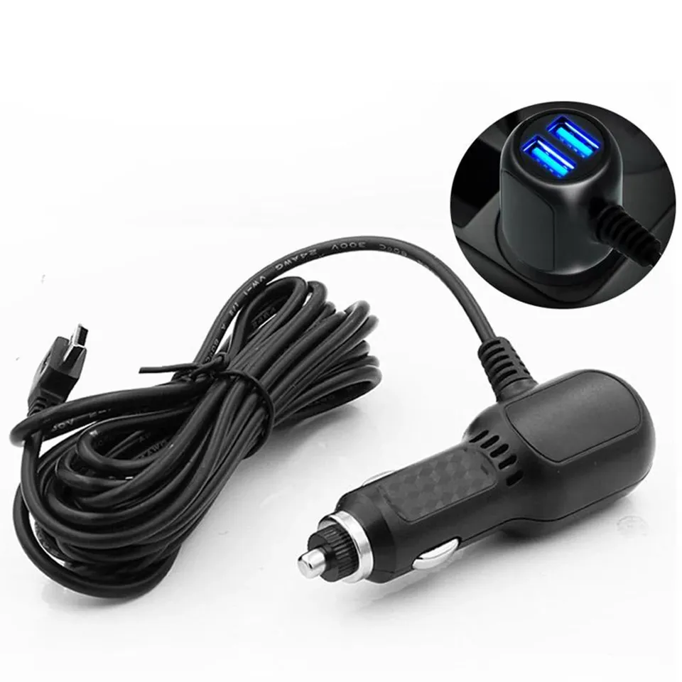 

Автомобильное зарядное устройство для видеорегистратора, мини USB кабель футов, шнур питания для видеорегистратора, камеры, GPS, 2 в 1, многофункциональное автомобильное зарядное устройство для автомобиля 12-24 В