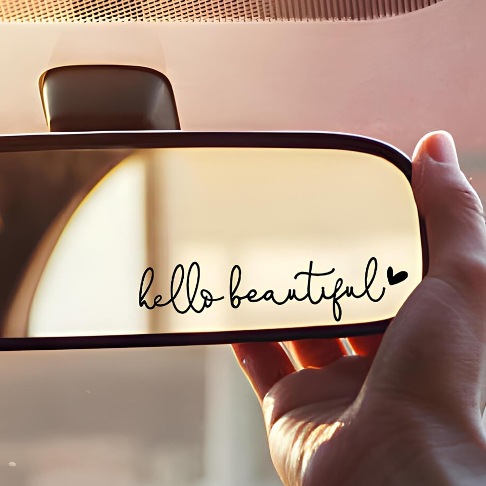 

1 Шт. Водостойкая Виниловая Наклейка «Hello Beautiful» Для Зеркала Заднего Вида, Авто Окна И Косметической Настольной Лампы