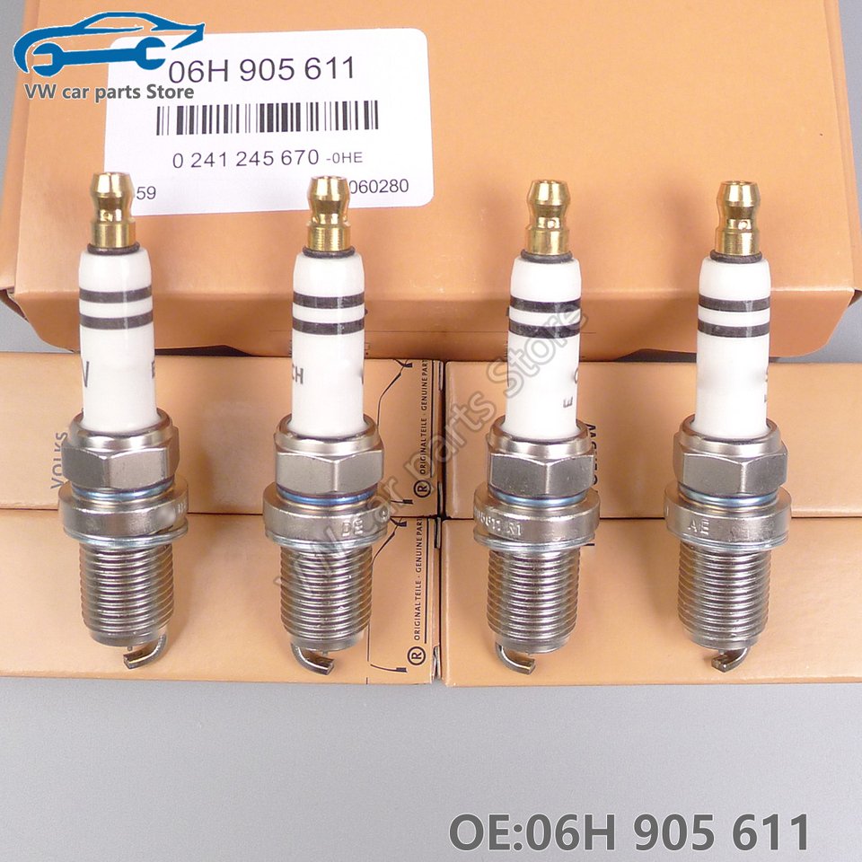 

4 шт. Свеча зажигания системы зажигания 06H905611 для VW Golf Jetta Passat Tiguan Eos AUDI A4 A5 A6 Q3 Q5 TT R8 Skoda Seat Leon